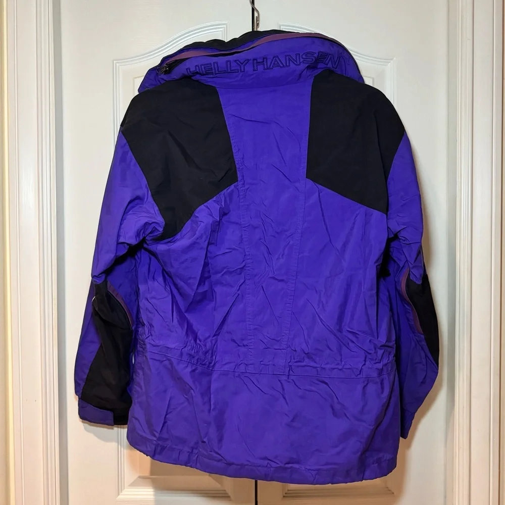 Vintage Helly Hansen Ski Jacket Purple Black Helly Tech 90s Gorpcore Men/Unisex - Picture 10 of 12